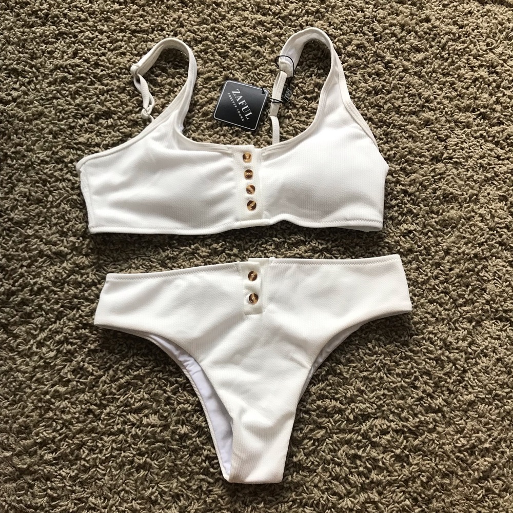 Zaful Padded Ribbed Texture Bikini Set